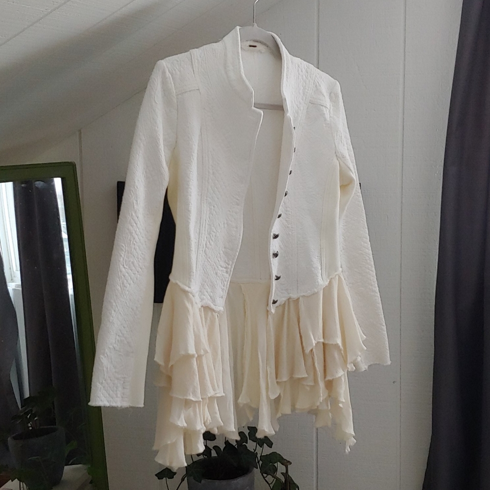 Free People Military Ruffles Jacket